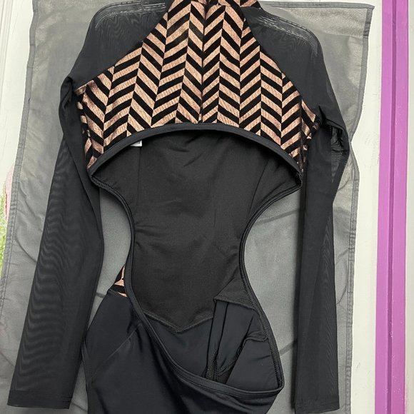 Balera Gold Chevron Velvet Leotard - Picture 3 of 4